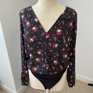 Black with Floral Detail Torrid Bdoysuit